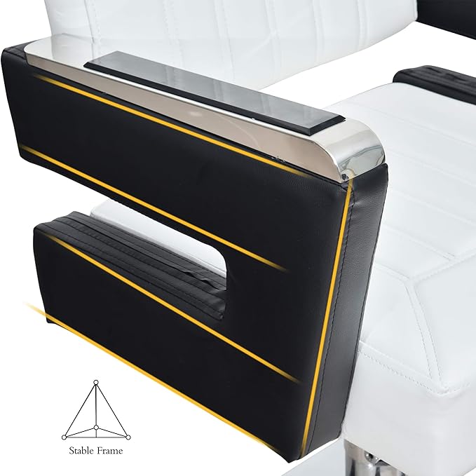 BarberPub Salon Chair for Hair Stylist, All Purpose Hydraulic Barber Styling Chair, Beauty Spa Equipment 8815 (6’’ Seat Height Adjustment) (Black&White)