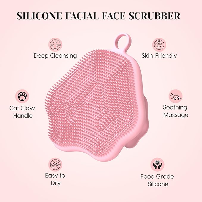 VWMYQ Silicone Face Scrubber - Exfoliating Face Scrubber for Women and Man, Gentle Facial Cleansing Brush Blackhead Acne Pore Pad Cradle Cap, Manual Soft Face Wash Brush for Deep Skin Care