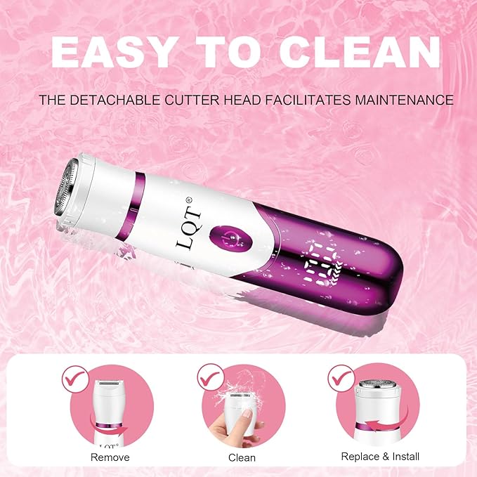 Electric Bikini Trimmer for Women,Led Power Display Removal for Body Nose Hair Trimmer Face Shavers Eyebrow Legs Armpit Bikini Area Pubic Underarms Rechargeable Portable 4 in 1 Womens Razors Set