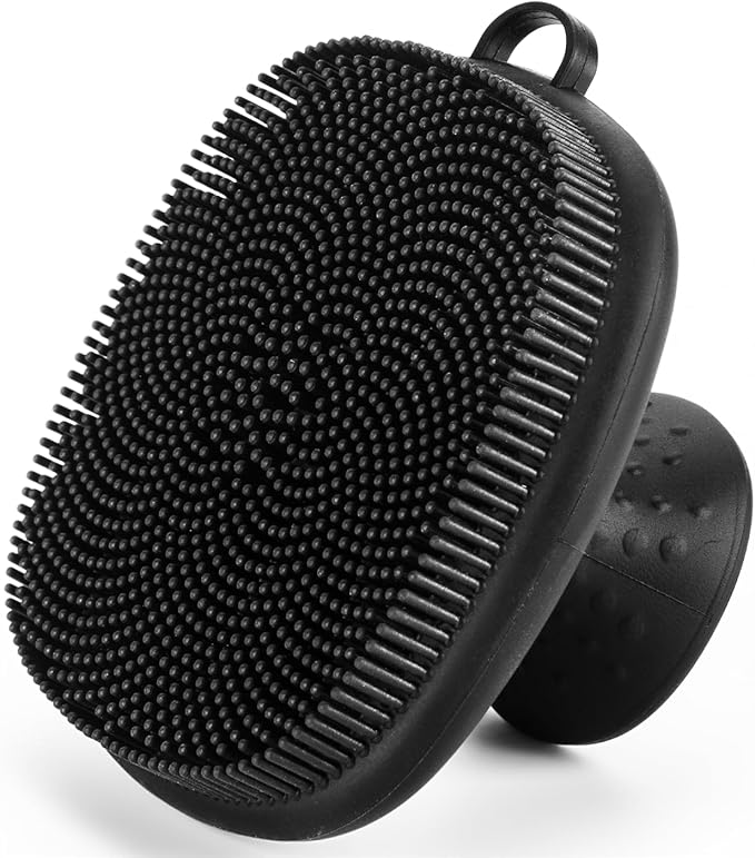Face Scrubber, SANLESS Premium Silicone Face Scrubber Handheld Facial Cleansing Brush Skin Care Tools Body Scrubber Waterproof Face Brushes for Men Women Exfoliating, Black