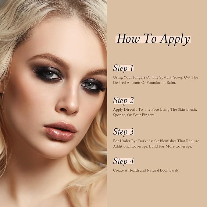 Foundation Balm, Matte Full Coverage Cream Foundation, Mature Skin Foundation, Creamy, Waterproof, Lightweight Face Makeup, 0.99 oz (CREAMY NATURAL)