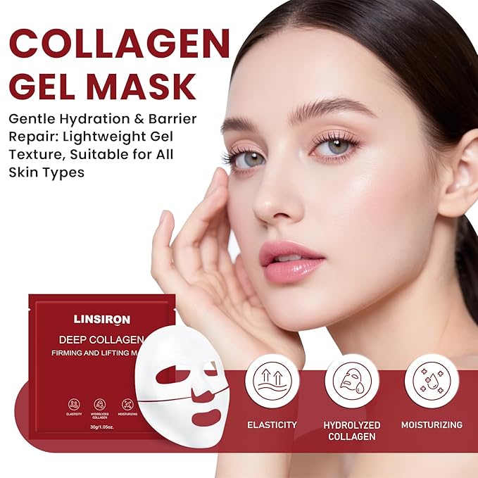 Bio-Collagen Face Masks, Deep Hydrating Sheet Overnight Face Mask, Facial Treatments and Masks for Women, Korean Skincare, Moisturizing and Firming for Girl, 24 Pack