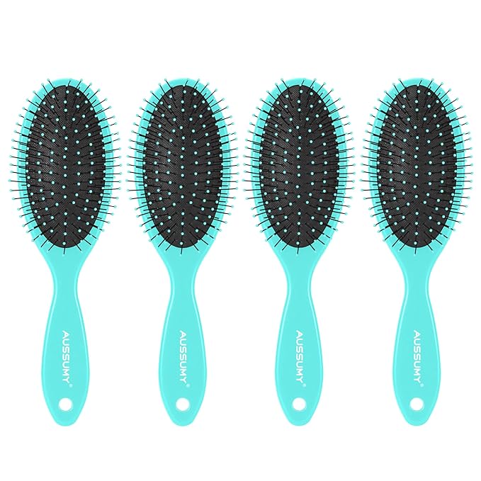 Air Cushion Detangling Hair Brush - 4 Pack Detangler Hairbrush with Ultra Soft Bristles for Effortless Tangle Removal - For Wet Dry Damaged Curly Hair for Women Men Boys Girls Kids - Green