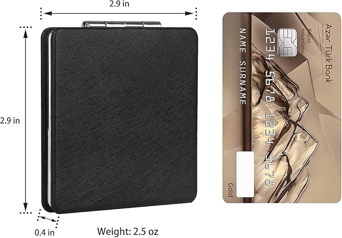 2pcs Compact Makeup Mirror for Pocket Purse Handbag, 1x/2x Magnifying Foldable Cosmetic Mirror, Portable Travel Vanity Mirror for Beauty, Black Classic Vanity Mirror for Men Women