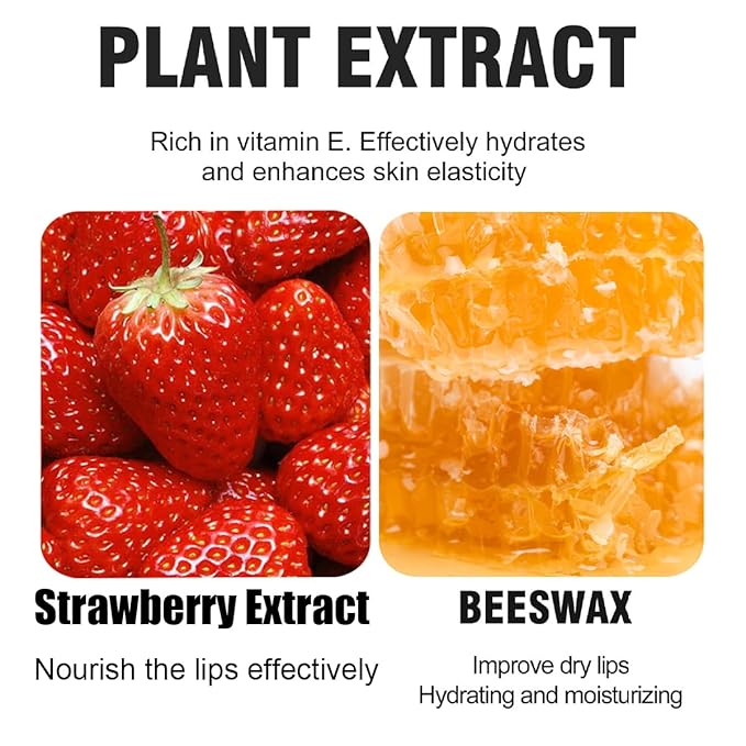 4PCS Strawberry & Honey Lip Balm,