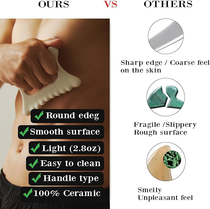 Ceramic Gua Sha, Face&Body Guasha, Korean Gausha, Face Lift, Muscle Relief Massage Board, Skin Care Gift for Men Women