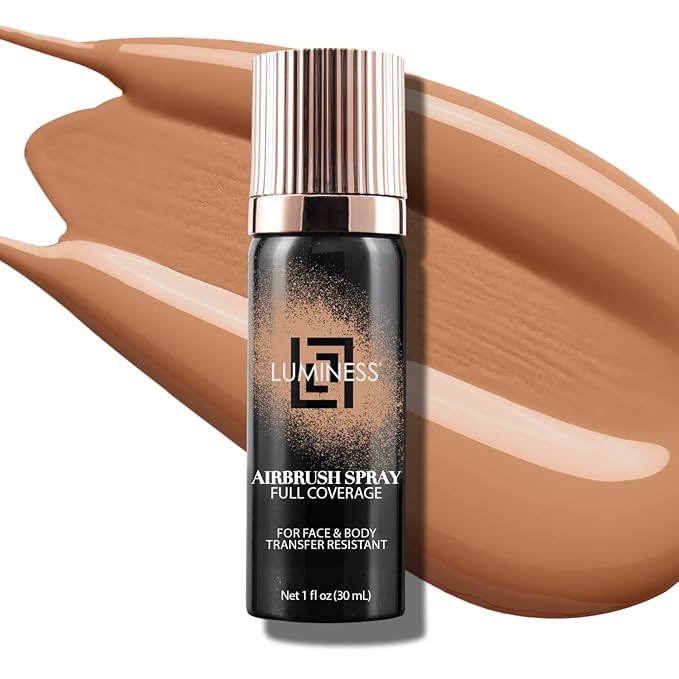 LUMINESS Airbrush Body Coverage - Tattoo Cover Up Makeup - Full Coverage Foundation for Face & Body - Water-Resistant, Long-Wear, Natural Radiant Finish, Light Tan