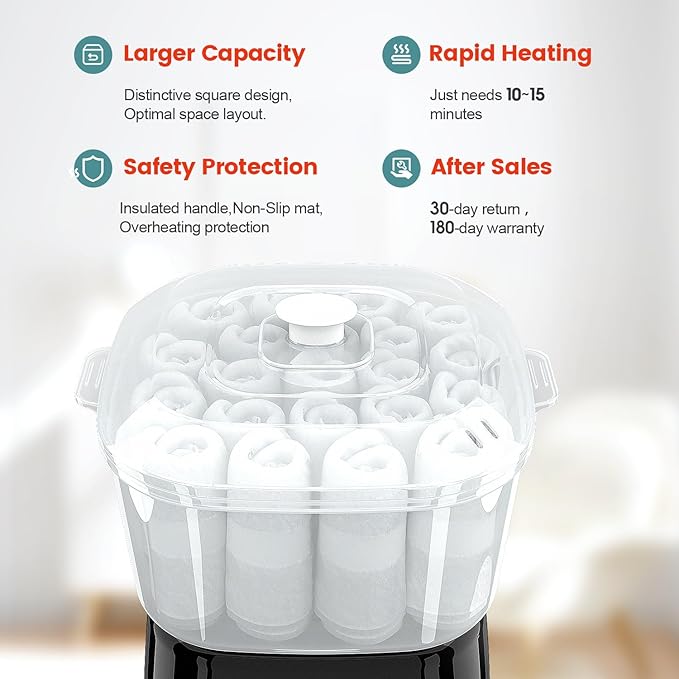 Hot Towel Warmer, Rapid Heating Towel Steamer for Facials can Hold 12 Mini Wet Towels, Portable Mini Towel Warmer for Bathroom,Spa and Salon.