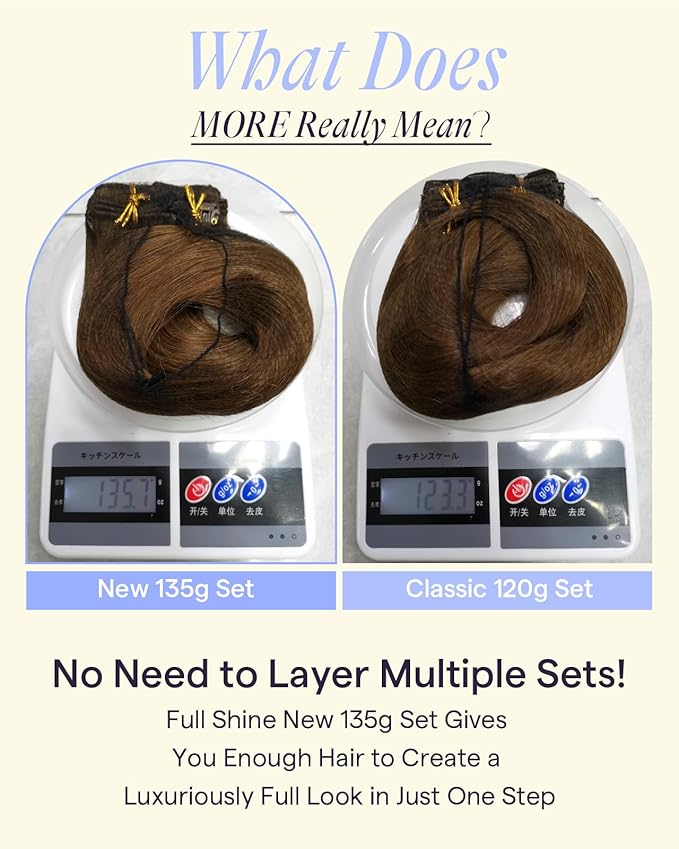 Full Shine Golden Brown Hair Extensions 18 Inch Golden Brown Clip in Extensions Clip in Hair Extensions Remy Human Hair 7 Pcs 135 G