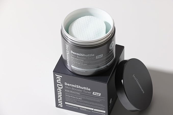 JEU'DEMEURE DermiShuttle Skin Booster PHA Premium Toner Pads, Exfoliating, Minimizing Pores, Dead Skin & Blackheads,100% Cotton Facial Pad, For Sensitive Skin, Korean Skin Care, 60 Pads 2.7 fl.oz