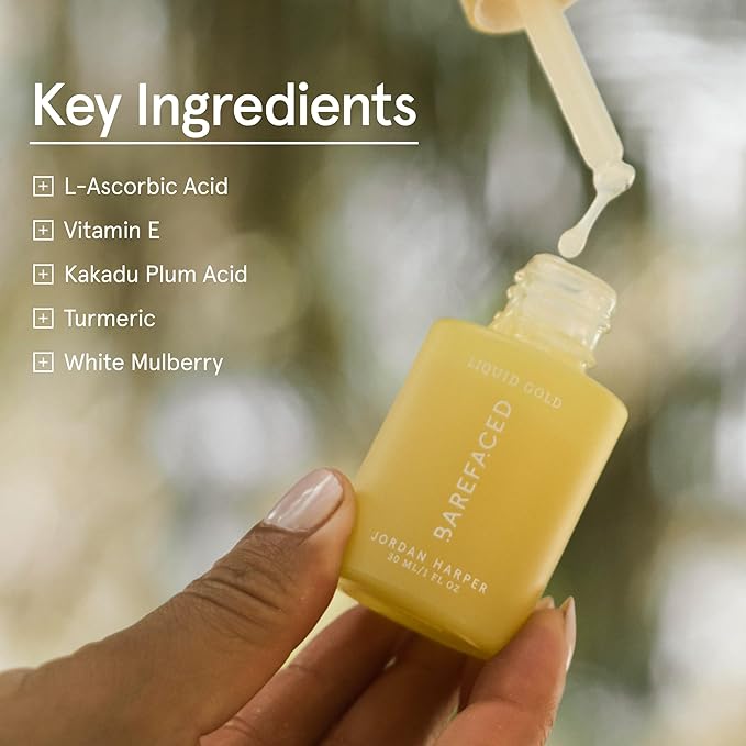 Barefaced Bright Skin Routine - Toning Pads, Brightening Serum, Liquid Gold, & Hydrating Lotion for Smoother, Brighter Skin