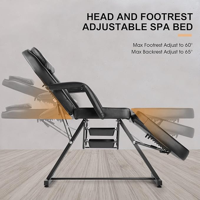 Artist hand Facial Bed Lash Bed for Eyelash Extensions (Black 1)