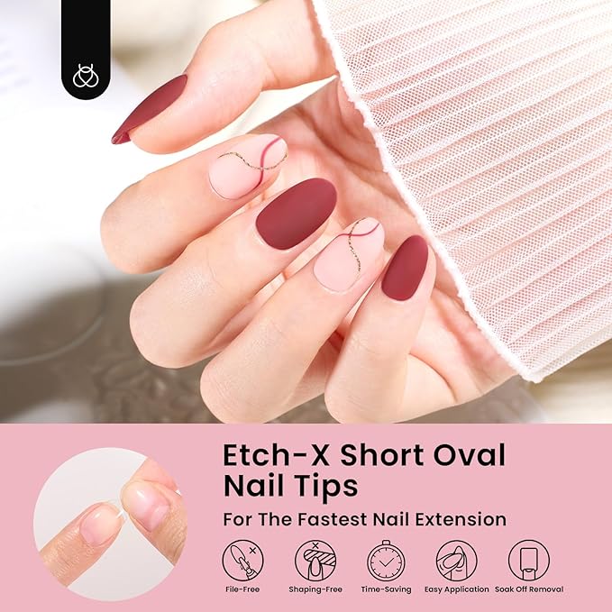 Beetles Gel Nail Tips Short Oval Fake Nails 288Pcs Pre-Shaped Half Matte Press on Nail Tips Full Cover False Nails Gifts for Girls Women Gelly Tips Home DIY Nail Extension