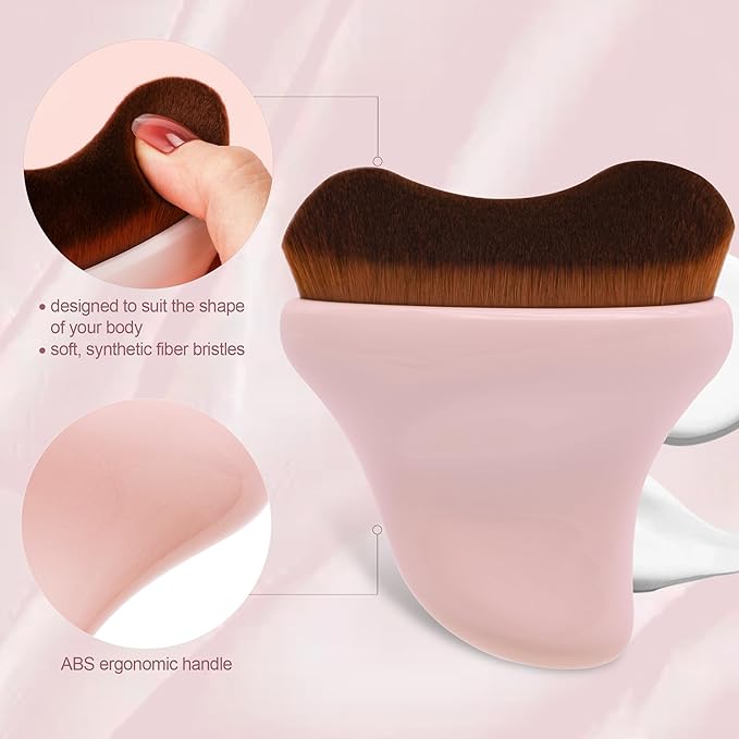 Self Tanner Brush - Kabuki Brush Body Leg Makeup Brush for Self Tanning Gel Tanning Lotion,Sunscreen - Self Tanning Mitt Bronzer Brush for Face Body Self Tan (Pink)