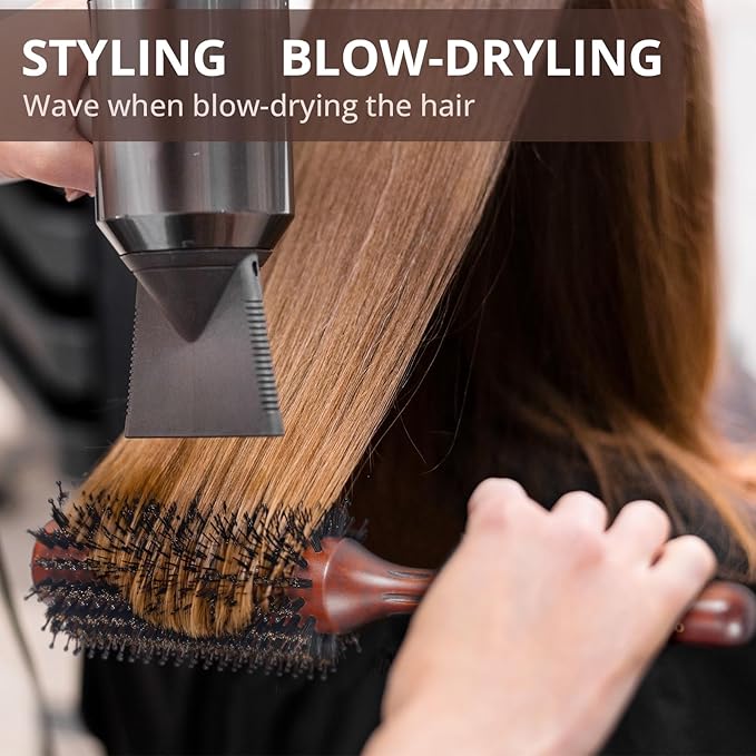 BRUSHZOO Boar Bristle Round Brush for Blow Drying, Straightening, Styling Hair for Women and Men - Adds Shine and Volume (2.5in)