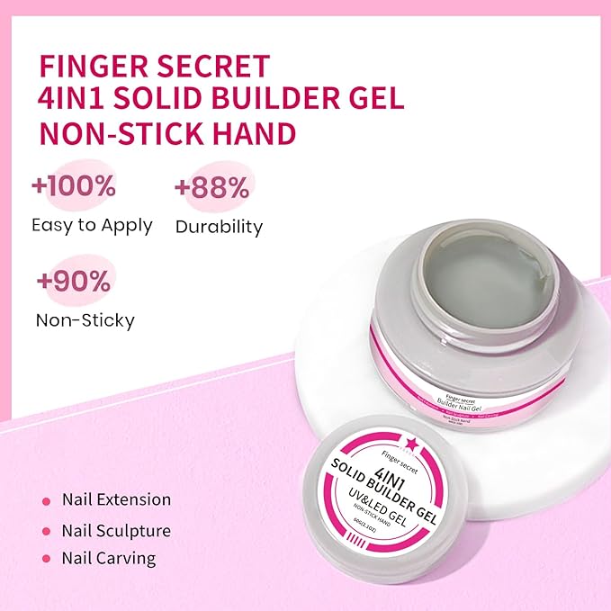 Builder Gel Hard Gel Non-stick Hand 3D Nail Kit Clear & Nude Pink 4Oz, Nail Extension Replace Poly Gels, Multi-functional Long-lasting Carving Nails Art Sculpting120g