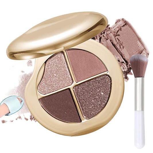 Glow Gallery Highlighting Eye & Cheek Palette, 4-Color Metallic Shimmer Eye & Cheek Palette, Blush and Highlighter Palette, Makeup Set for Shading, Highlighting & Defining the Face (#02)