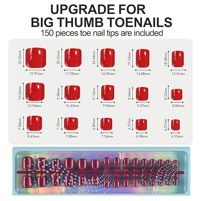Vansiho Press on Toenails Short, Cat Eye Toe Nail Press on Square for Women, Soft Gel Fake Toenails, Acrylic Nails Soak off Toe Nail Home DIY 15 Sizes