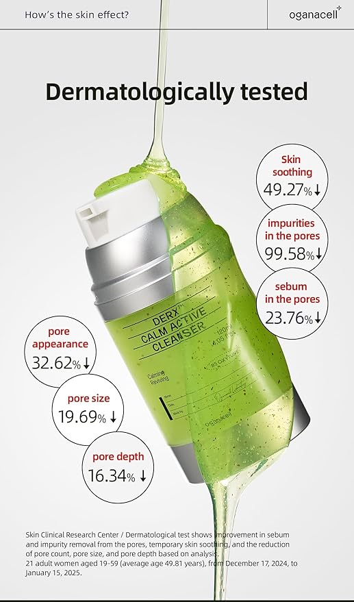 DERX Facial Cleanser for Sensitive & Oily Skin – Calm Cleansing Foam with Plant Tannin, Redness Relief & Oil Control, Oxygen Bubble Technology, Korea Skincare (120ml/4.05 fl.oz.)