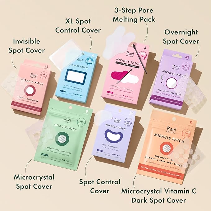 Rael Pimple Patches, Miracle Invisible Spot Cover - Hydrocolloid Acne Patch, Treatment for Breakouts, Absorbs Zits & Blemish, Korean Skin Care, 2 Sizes (24 Count)