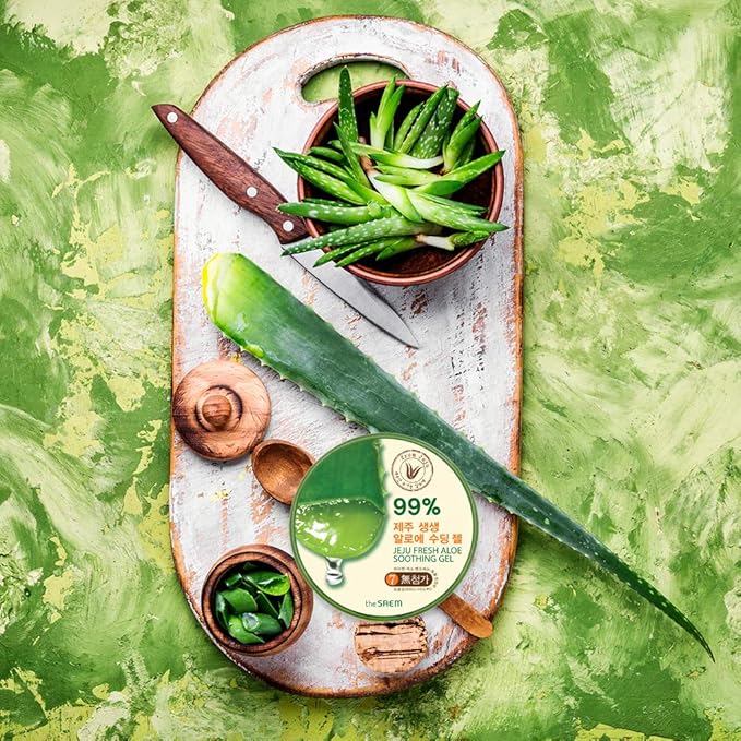 THESAEM Jeju Fresh Aloe Soothing Gel 10.1 fl. oz. (300ml) - 99% Aloe Vera, Hydrates & Dry, Itchy & irritated Skin