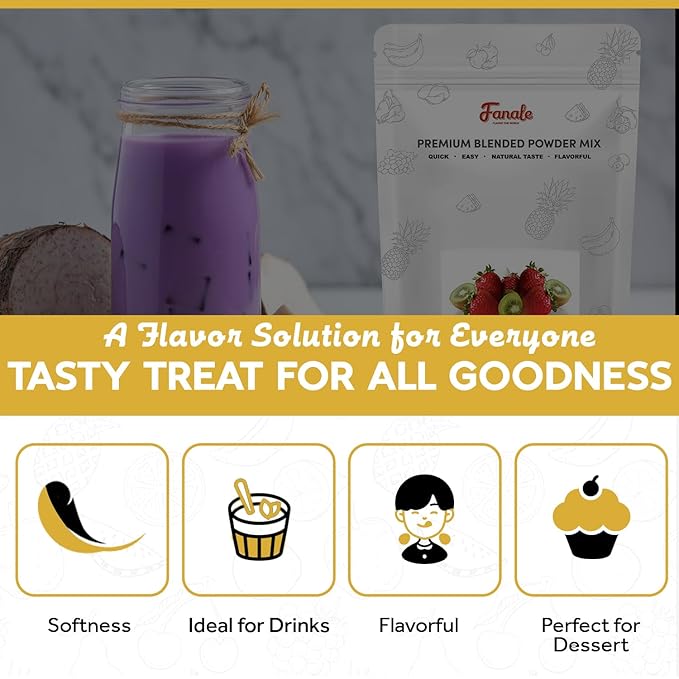 Fanale Premium Ube Taro Bubble Tea Flavoring Powder | Purple Sweet Potato Powder | Perfect for Baking, Smoothies, Desserts and Drinks | Instant Flavoring Powder for Boba Milk Tea - 2 Pounds (Pack of 10)