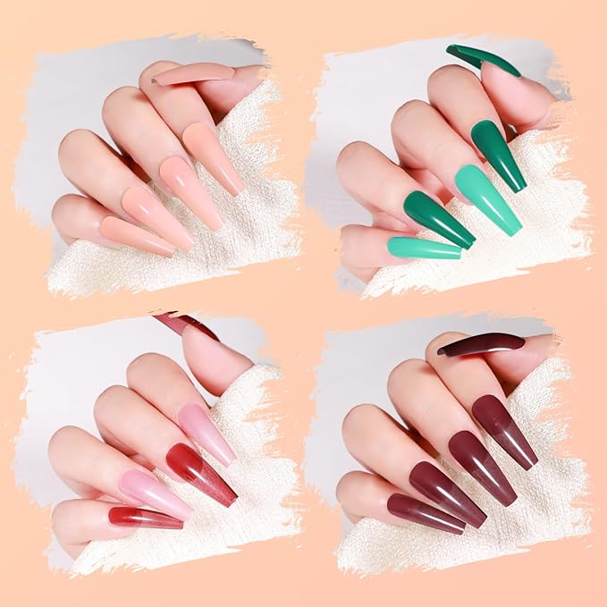 Press on Nails, 24 Colors 576PCS Long Square False Nails with 12 Sizes, Full Cover Press on Nails for Women, Lightweight Matte Natural Fake Nails for Nail Art Design