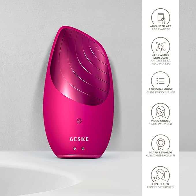 GESKE SmartAppGuided Sonic Thermo Facial Brush | 6 in 1 | Skin Cleansing | Cleansing Brush with Thermal Function | Electric Facial Massager