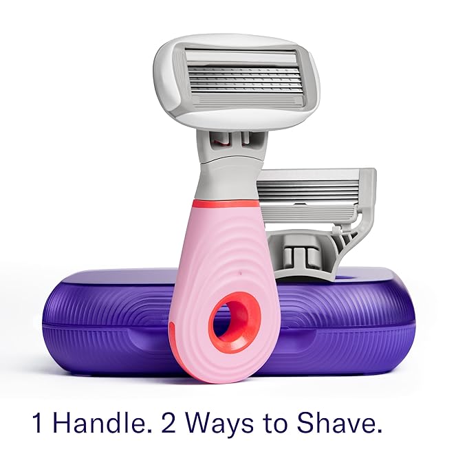 Flamingo Travel Razor Kit for Women – Body & Pubic Razor – Mini Handle, 2 Blade Refills, 2 Travel Size Foaming Shave Gels & Vented Travel Case – Perfect Stocking Stuffer