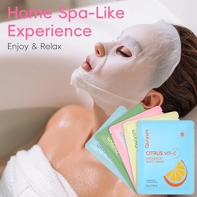 Fruit Face Masks Skincare, Facial Masks for Women, Skin Care for Teens 10-12, Sheet Masks Beauty with Natural Ingredients, Moisturize & Soothe for All Skin Type, Birthday Party Spa Gift 25 Pack