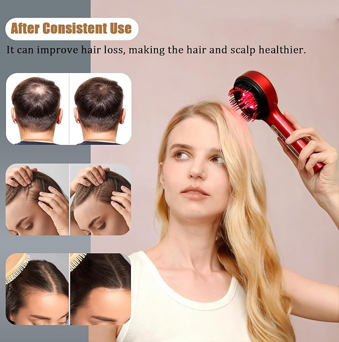 3-in-1 Hair Scalp Massager Comb - Rechargeable Cordless Portable Scalp Care Brush with Essential Oil Applicator, Gentle Scratching & Kneading Massage for Hair & Scalp Nourishment, Fit for Men & Women