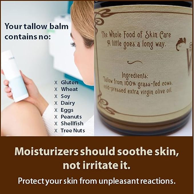 Vintage Tradition Beef Tallow All Purpose Balm – Healing, Hydrating Citrus Oil Skin Care Salve Replaces Body Lotion, Hand Cream, More – Essential Oil,a Olive Oil, and Grass-Fed Tallow, 2 fl. oz.