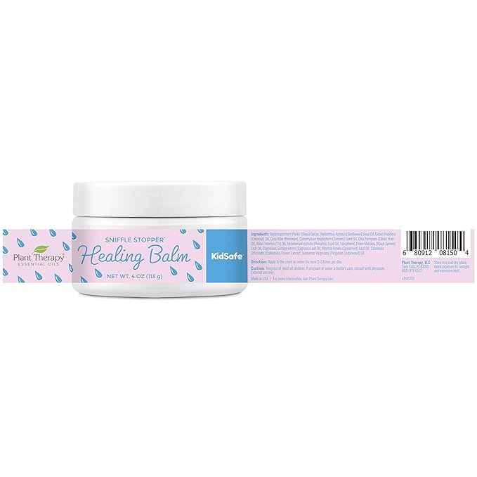 Plant Therapy KidSafe Sniffle Stopper Healing Balm 4 oz Pure, & Natural Healing Balms