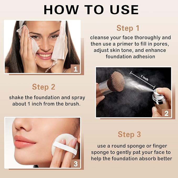 Air Brush Makeup Foundation and Makeup Primer for Face,Hydrates and Moisturizes,Buildable Coverage with Anti-aging Formula for Smooth Radiant Skin (01 Natural/Warm Porcelain)