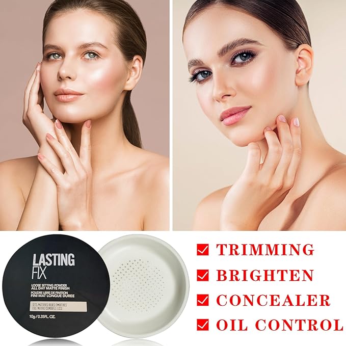White Setting Powder Translucent Loose Setting Powder Matte Smooth Oil Control Loose Face Powder Waterproof Long Lasting Lightweight Setting Powder Makeup