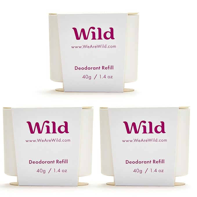 Wild - Refillable Deodorant - Coconut & Vanilla Refill Trio Pack - Vegan - Aluminum Free - Long Lasting Protection - 3 Pack of 1.41oz Refills