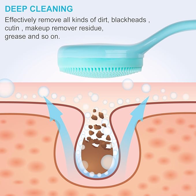 Silicone Manual Facial Cleansing Brush, Skin Friendly Waterproof Face Cleaning Scrubber Exfoliator Cleanser for Blackheads Whiteheads Makeup Residues Removal- Blue