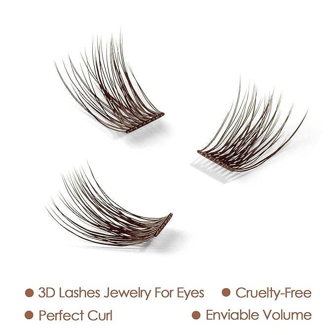 DIY Eyelash Extension, 3D Effect Individual Melt Flare Lash Cluster Natural Lashes Set, Home Eyelash Extension, Lashes Pack (14MM-Amber)