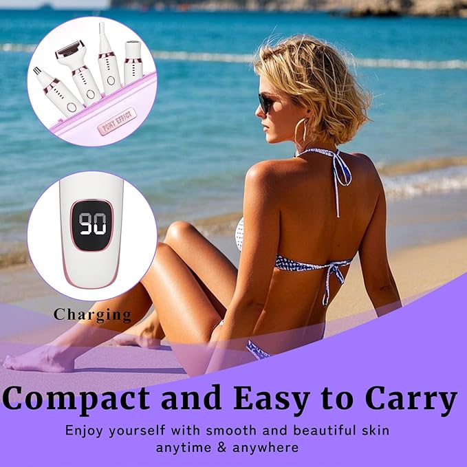 Electric Razors LED Display for Women Men, 2025 Wet/Dry Lady Shaver,4 in 1 Cordless Hair Remover with IPX7 Waterproof,Smooth & Silky Portable Bikini Electric Grooming Set (Pink)