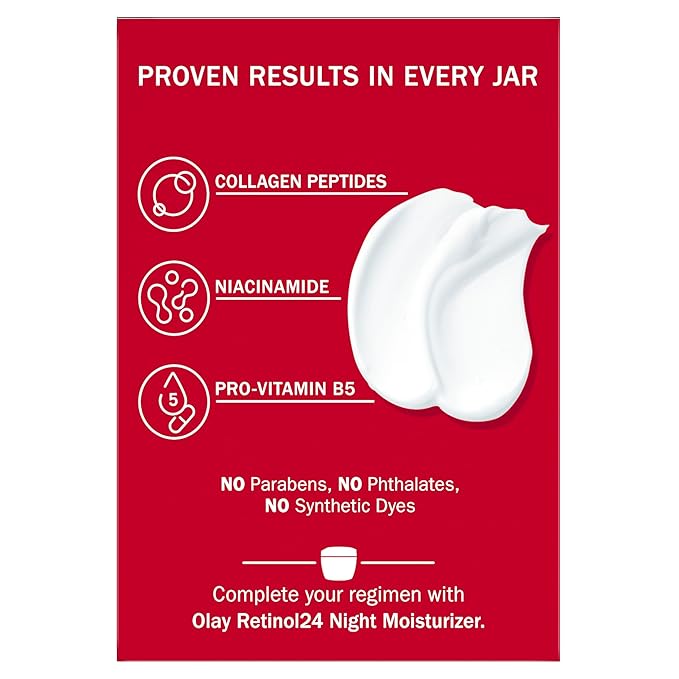 Olay Collagen Peptide Face Moisturizer, Firming Cream for Women, Fragrance-Free, Non-Greasy - Hydrating, Anti-Aging, Anti-Wrinkle, Smoothing of Fine Lines, Tightening Skin Care - Niacinamide, 1.7 Oz