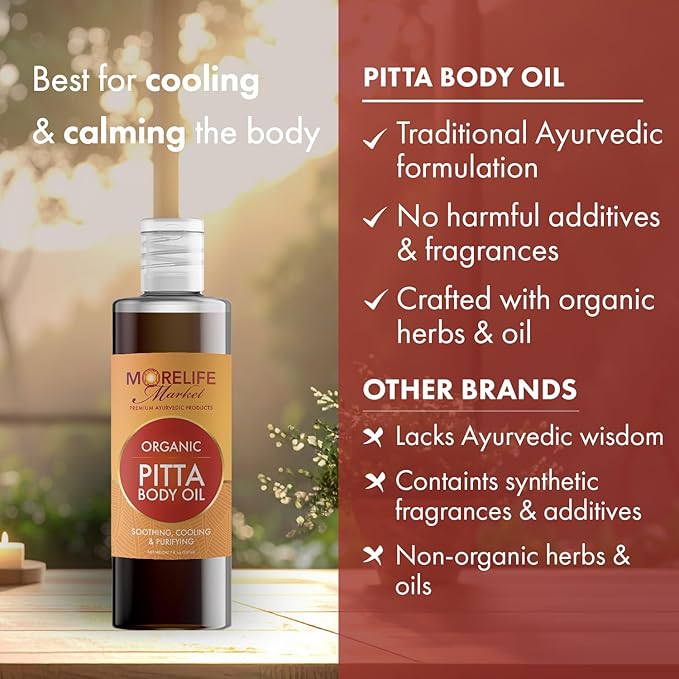 Pitta Body Oil | Premium Ayurvedic Massage Oil with Organic Neem, Chamomile, Lavender & Cooling Herbs for Sensitive Skin | Soothing & Purifying Daily Ritual – 7 oz Bottle