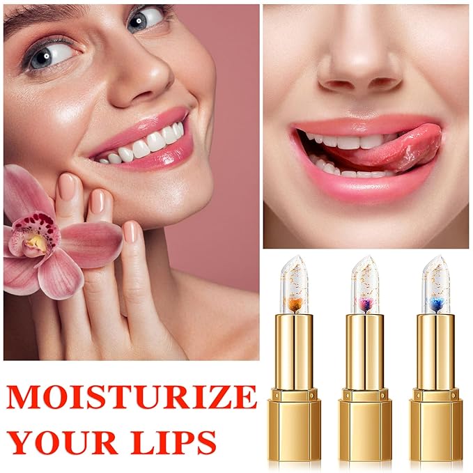 3 Pcs Temperature Color Change Lipstick,PH Magic Temperature Color Changing Lipstick,Lip Gloss,Long Wear Nutritious Tinted Lip Balm,Moisturizing Lip Stick Makeup Set G