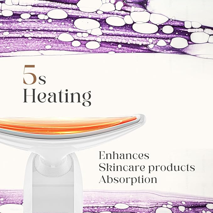 Face Massager with Led Light: 9-Color Facial Device - Neck Wrinkles Tightening Wand - Vibration Tool for Skin Care, White