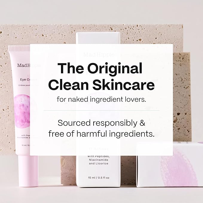 Mad Hippie Eye Cream - Anti-Aging Under Eye Cream for Dark Circles and Puffiness with Niacinamide, Peptides, Kakadu Plum & Licorice, Eye Treatment with Skin-Brightening Vitamin C, 0.5 Oz