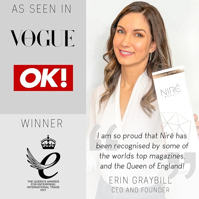 Niré Beauty 15piece Award Winning Glitter Makeup Brushes: Cute Makeup Brushes Set with Case, Beauty Blender, Cleaner, Guide, Gift Box