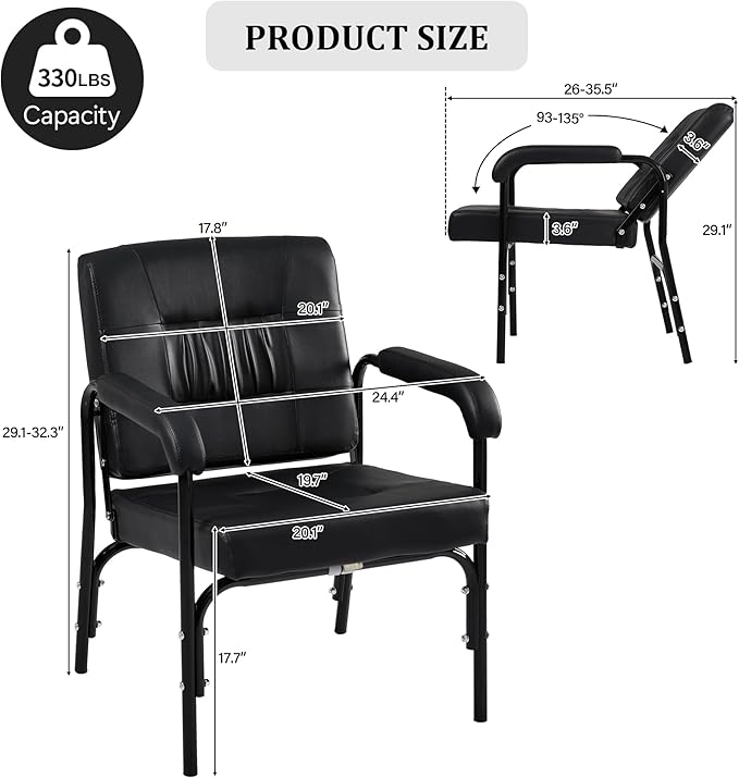 Shampoo Chair for Salon,Adjustable Reclining Up to 150°Salon Seat for Barber,Hair Stylist,Leather Shampoo Bowl Spa Beauty Equipment for Beauty Shop