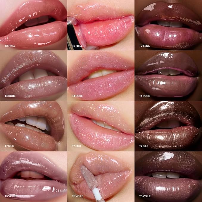 ENTROPY MAKEUP Tulle Lip Gloss, Lightweight 3D Pearl Shimmer, Ultra-Gloss High Shine, Non-Sticky Moisturizing Lip Gloss with Peptide Complex, Frill