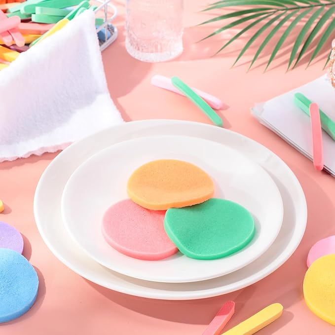 Mifoci 960 Pieces Compressed Facial Sponges for Estheticians, Makeup Removal Sponge Pads for Women Spa Exfoliating Face(8 Colors)