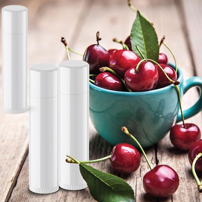 Natural Cherry Lip Balm Bulk, Unlabeled Filled, 50 Pack Add Your Own Labels