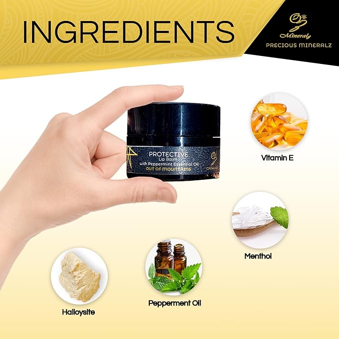 Protective Lip Balm with Peppermint Essential Oil, Natural Lip Balm with Vitamin E & C, Soothing Sore Lips, Anti-Oxidants for Healthy Lips